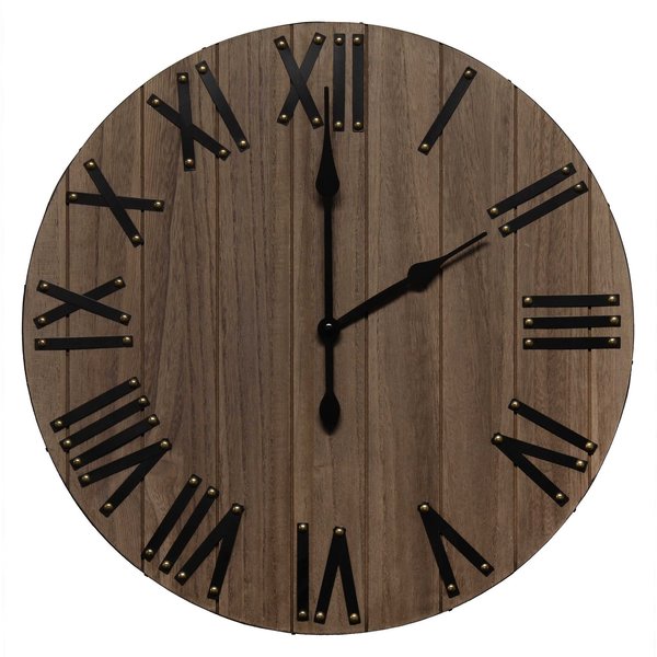 Elegant Designs Handsome 21" Rustic Farmhouse Wood Wall Clock, Restored Wood HG2004-RWD